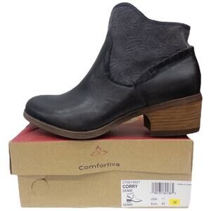 Comfortiva Corry Leather Western Ankle Boots Women's size 11 Black Gray